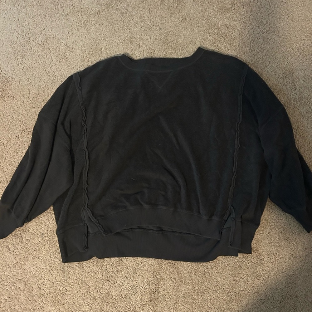 American Eagle Outfitters Black Sherpa-Lined Sweatshirt